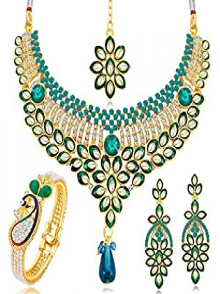Gold Plated Necklace Kada Combo Set for Women (CBMIX104227) Free Size